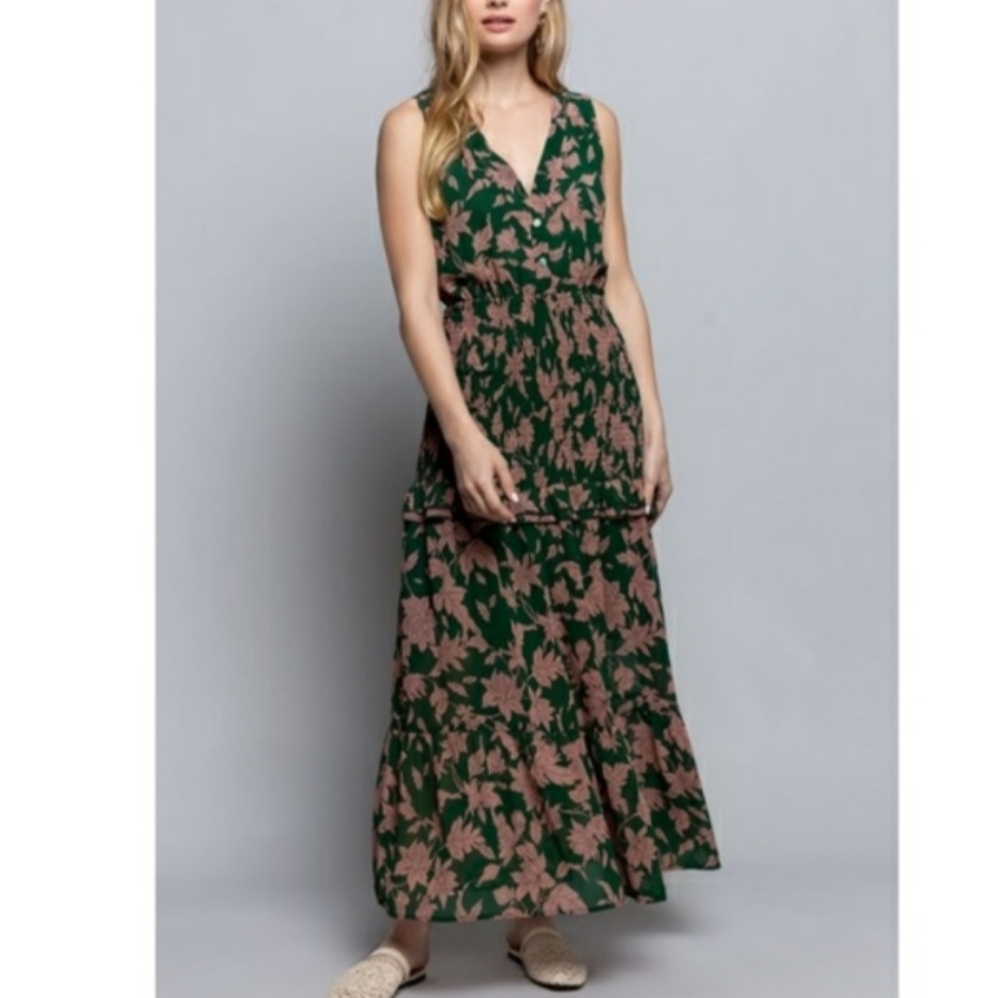 🆕 POL LEAF PRINT MAXI  DRESS - Picture 13 of 13